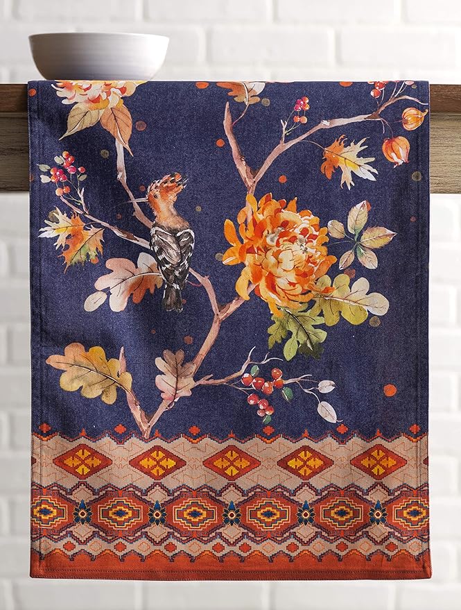 Maison d' Hermine Table Runner 100% Cotton Double Layer Table Runners 72 inches Long for Thanksgiving Christmas Decorations Home Kitchen Dining Party Wedding (Kelim - Infinity, 14.5" x 72")