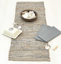 Chardin home Natural Jute Table Runner 13x48 Inch – Vintage Boho Rustic Table Decor – Handwoven Table Runner in Natural Jute and Grey – Farmhouse Dining or Console Table Accent