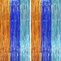 2 Pack Blue Orange Foil Fringe Backdrop Curtains, Tinsel Streamers Party Decorations, Fringe Backdrop, Door Shimmer for Birthday Party