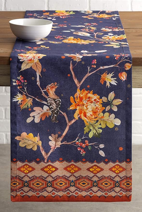 Maison d' Hermine Table Runner 100% Cotton Single Layer Table Runners 48 inches Long for Thanksgiving Christmas Decorations Home Kitchen Dining Party Wedding (Kelim - Infinity, 14.5" x 48")