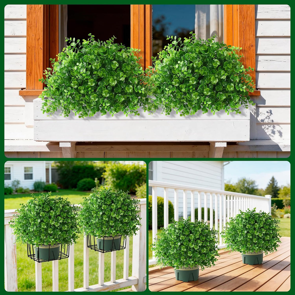 Fake Plants Artificial Boxwood Topiary, 2 Pack Artificial Plants Outdoor with...