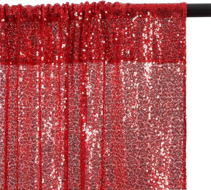 Poise3EHome 20FT x 10FT Sequin Photography Backdrop Curtain for Party Decoration, Red