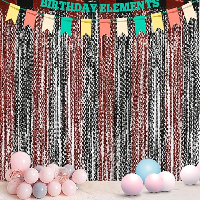 4 Pack Sparkle Red and Black Fringe Curtain - 3.3x6.6 Feet Tinsel Streamer for Birthday Decorations | Halloween Decorations | Casino Theme Party Decorations | Red Carpet