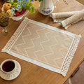 Placemats Set of 4,Waterproof Placemat with Tassel Fringe,Boho Placemats for Coffee Table Western Restaurant
