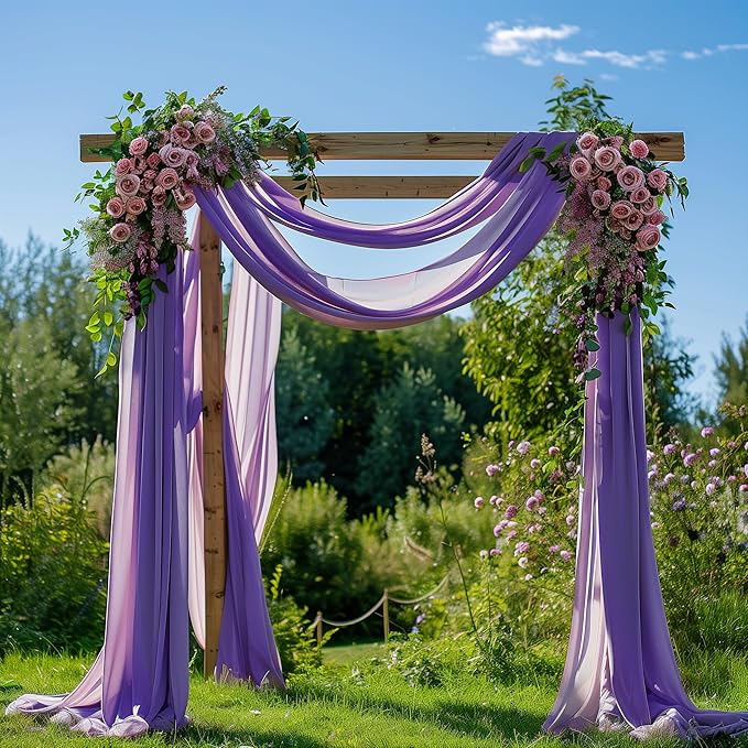 Wedding Arch Draping Fabric 1 Panel 28.7" x 20FT Lavender Purple Sheer Chiffon Backdrop Drapes for Wedding Ceremony Birthday Party Bridal Shower Outdoor Decoration