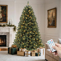 yitahome 7.5ft pre-lit green artificial hinged christmas tree, main product view