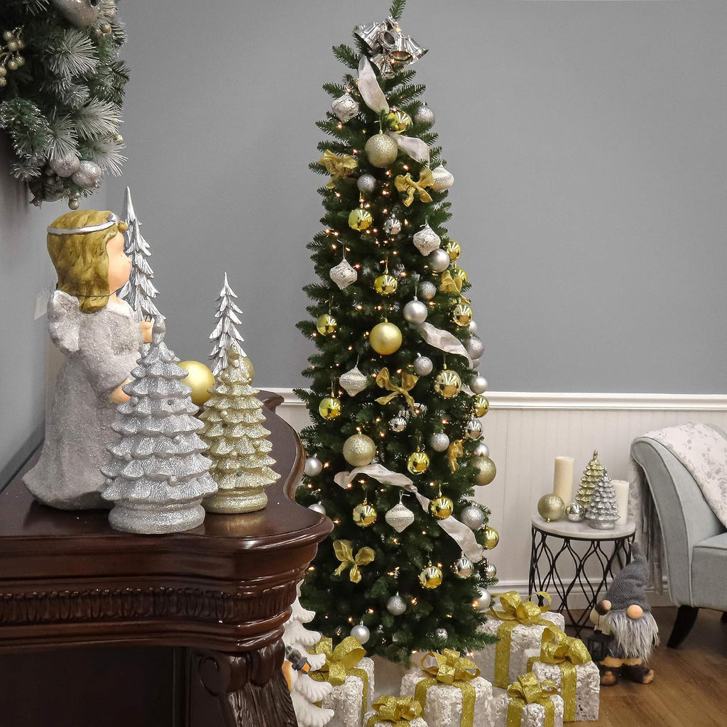 national tree company 7.5ft unlit kingswood fir slim, front angle view