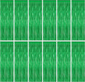 12 Pack Party Decorations, 3.28 FT x 7.05 FT Green Streamer, Metallic Birthday Backdrop Foil Fringe Curtains Green Tinsel, Party Supplies Photo Booth Props Door Wall Indoor Decor