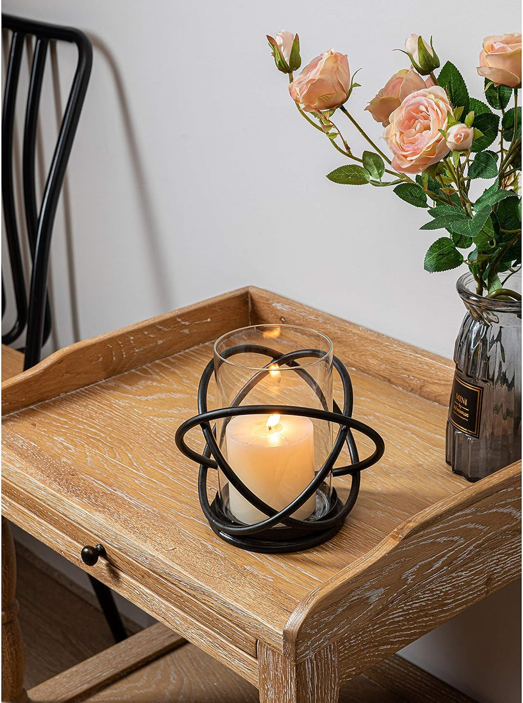 Decorative Candle Holder with Removable Glass Hurricane for Wedding Decorations, Parties, or Everyday Home Decor