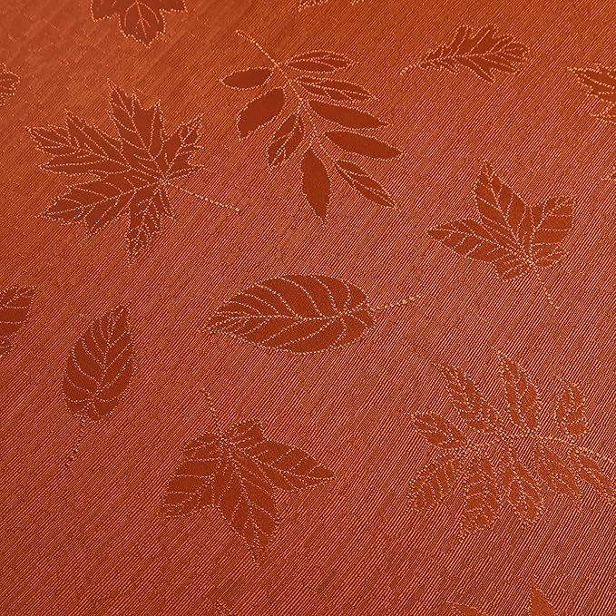 Smiry Fall Table Runner - 13x72 Inch Autumn Leaves Damask for Harvest Parties and Thanksgiving Dinner, Rust