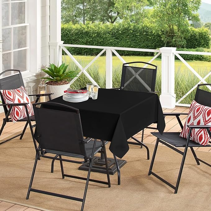 sancua Black Square Tablecloths 60x60 Inch - Fabric Table Cloth for Square or Round Tables, Washable Polyester Table Cover for Dinner, Holiday Party, Decorative Display Tables
