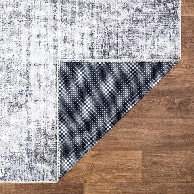 Bloom Rugs Washable Non-Slip 2' x 3' Rug - Gray/Charcoal/Blue Modern Abstract Area Rug for Living Room, Bedroom, Dining Room, and Kitchen - Exact Size: 2' x 3'