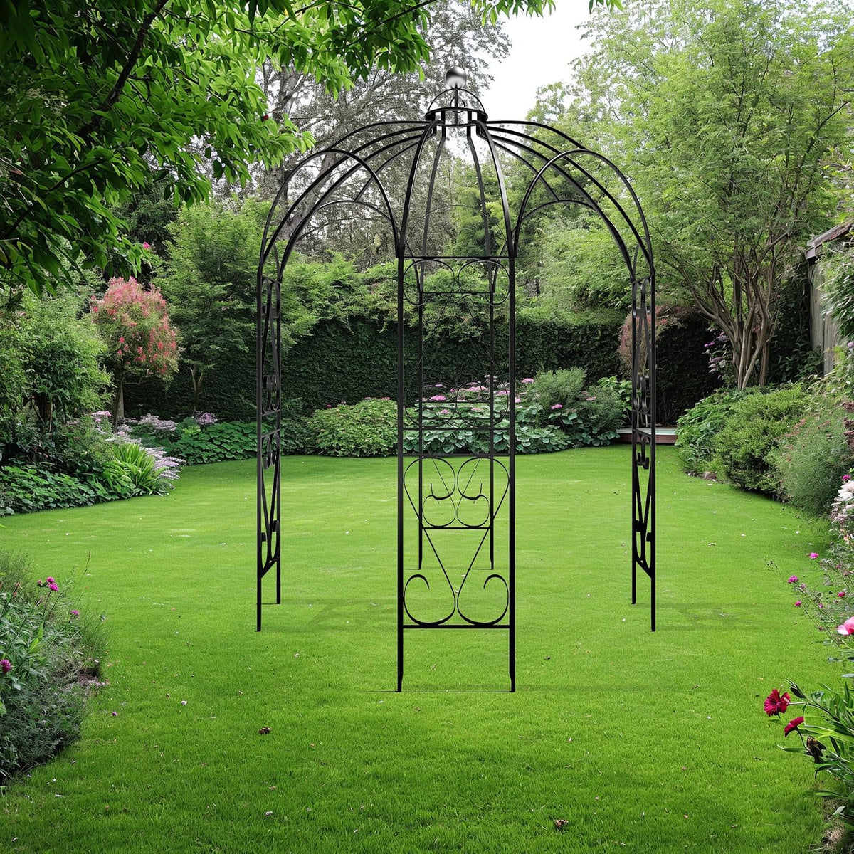 OUTOUR Versatile Oversized 9FT Iron Garden Gazebo Arbour Arbor