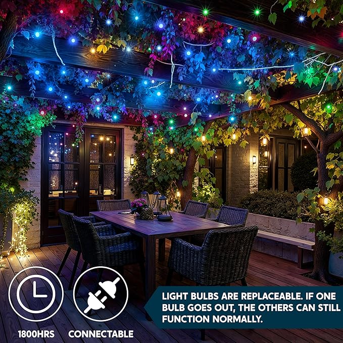 Joiedomi Christmas Lights Outdoor,100 Count Blue Christmas Tree Lights Indoor,21.4ft String Xmas Decorations for Dorm Classroom Bedroom Holiday Wedding Party,White Wire
