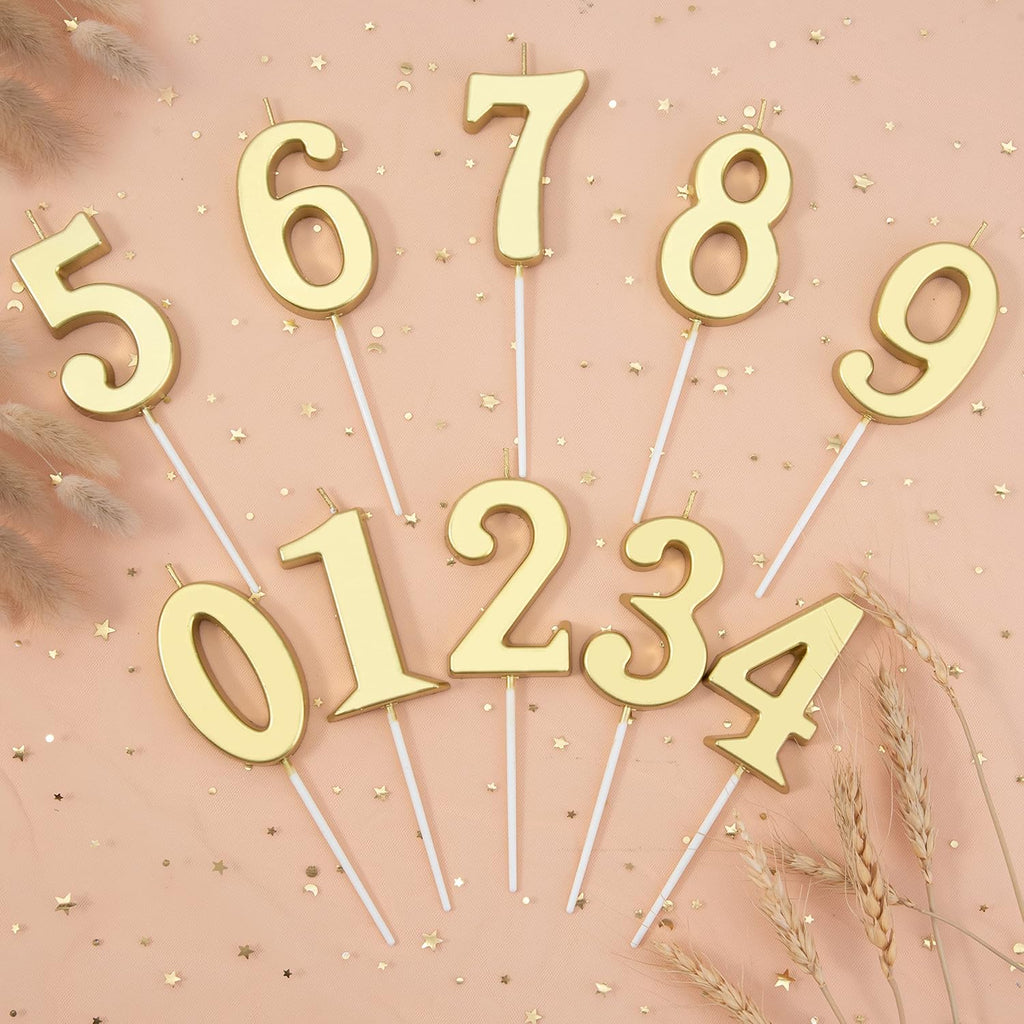 PHD CAKE 2.76 Inch Modern Gold 2 Number Birthday Candles, Gold Number Candles, Cake Number Candles, Party Celebration