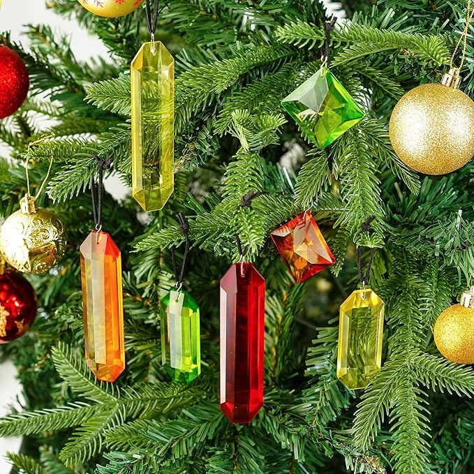 HDCRYSTALGIFTS 7PCS Crystal Prisms Suncatcher for Window Hanging, Rainbow Hanging Crystal Sun Catchers Indoor Window, Home Garden Christmas Decorations (Season Design)