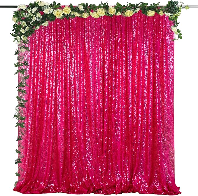 ShiDianYi 4x6ft Hot Pink Sequins Backdrop - Photo Booth Background for Parties Events, Sparkly Photography Decoration