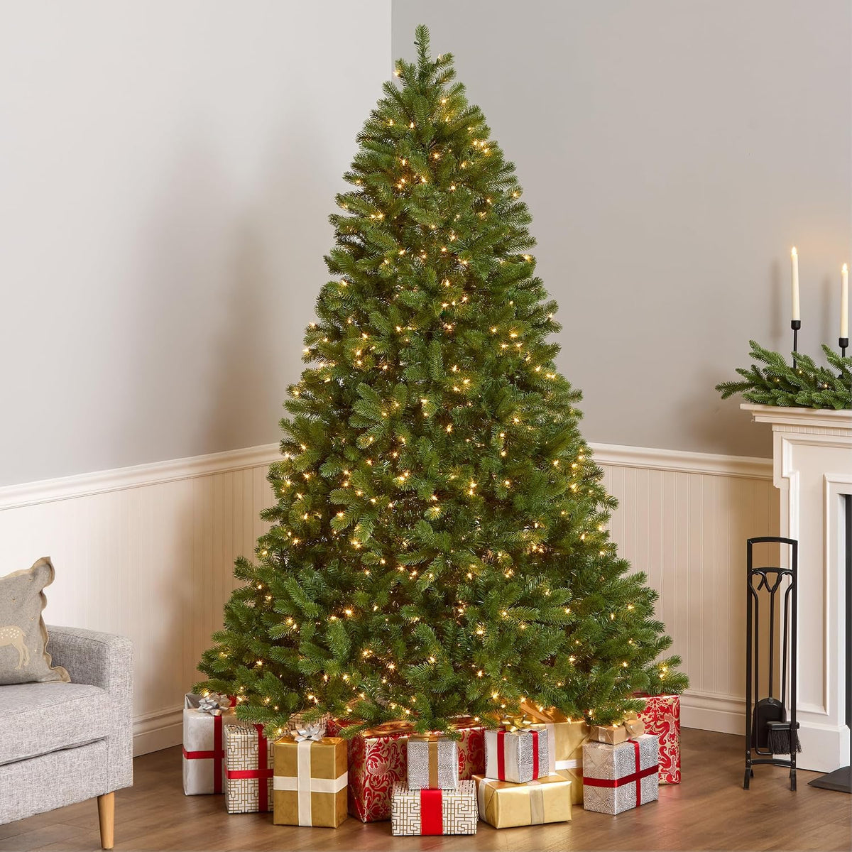 national tree company 7.5ft pre-lit downswept douglas fir shown in use