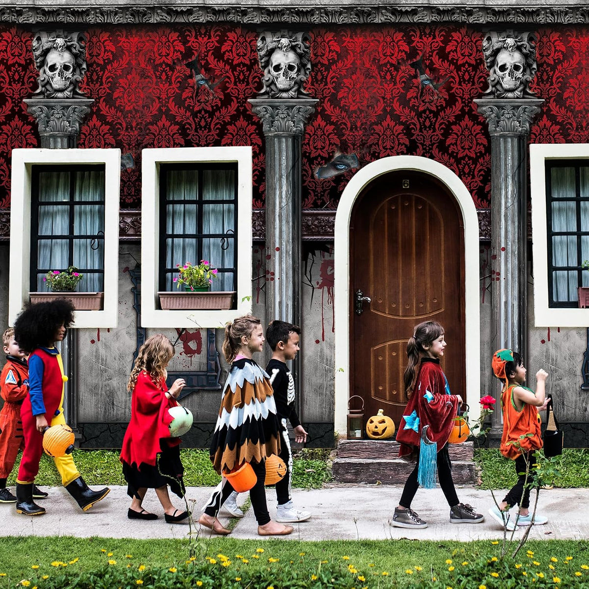 100Ft Halloween Haunted Mansion Backdrop Roll Decorations, Gothic Mansion Roo...