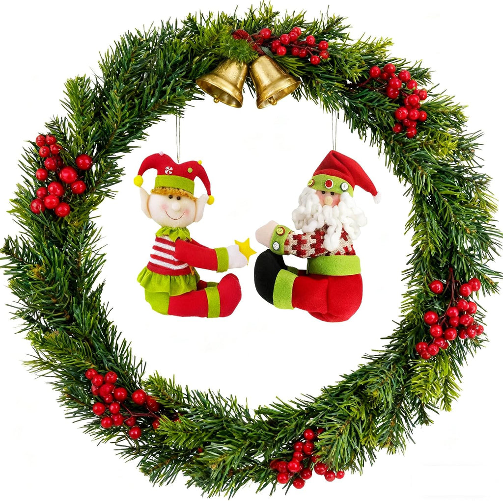 Santa Christmas Tree Topper Decoration 10.5 * 13 in,Unique Funny Plush Santa Decor for Tree,Xmas Curtain Ornaments Wine Bottle Staircase Guardrail Decoration for Xmas New Year Holiday Birthday