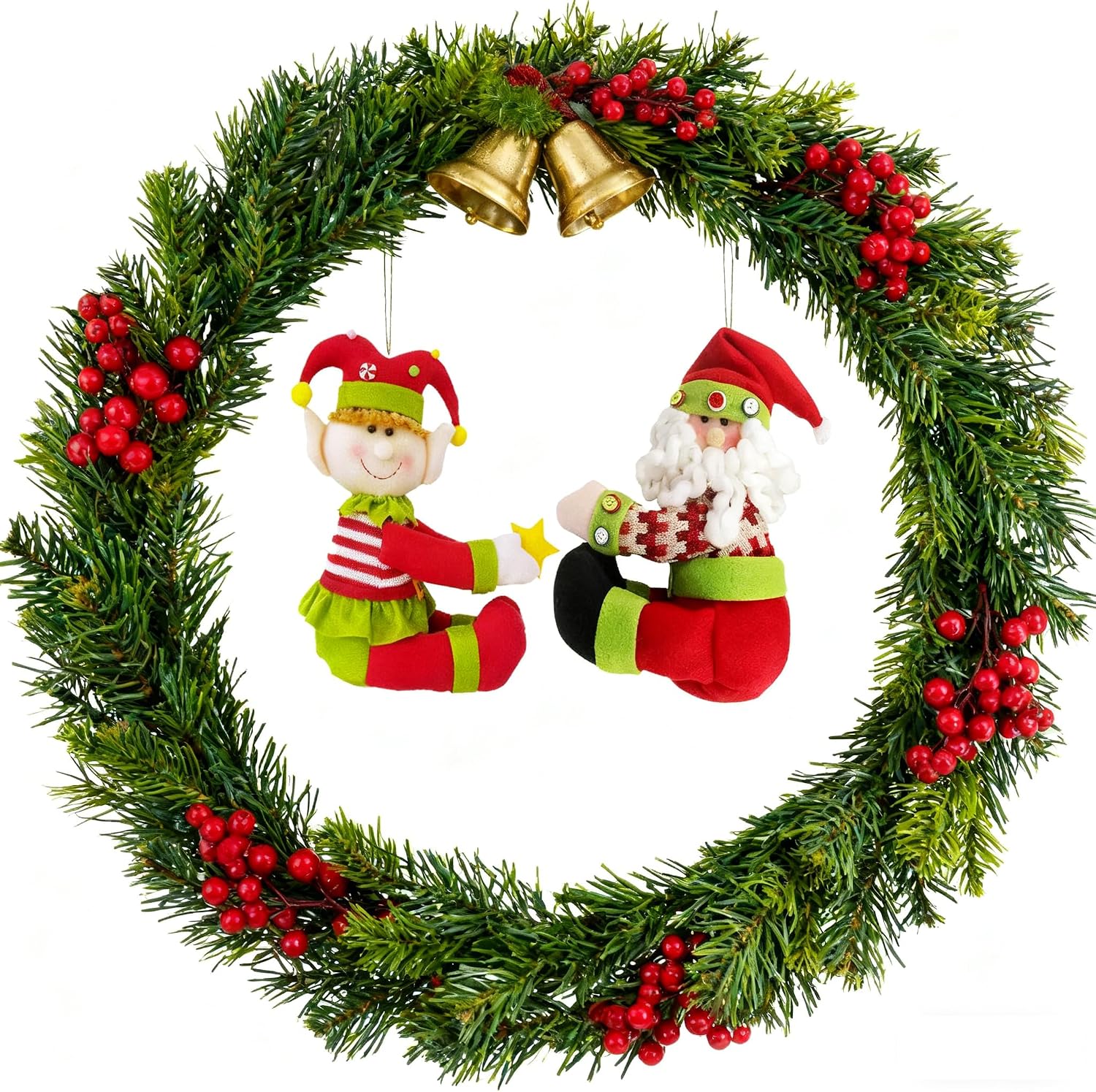 Santa Christmas Tree Topper Decoration 10.5 * 13 in,Unique Funny Plush Santa Decor for Tree,Xmas Curtain Ornaments Wine Bottle Staircase Guardrail Decoration for Xmas New Year Holiday Birthday