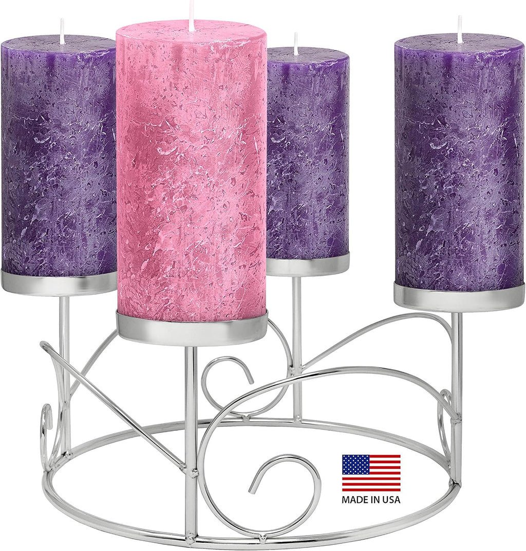 Advent Candle Set of 4 - Rustic Pillar Advent Candles - Made in The USA - Christmas Advent Candles for Advent Rings, Advent Wreaths, Ring and Wreath Candle Holders - Church & Home Decoration Unscented