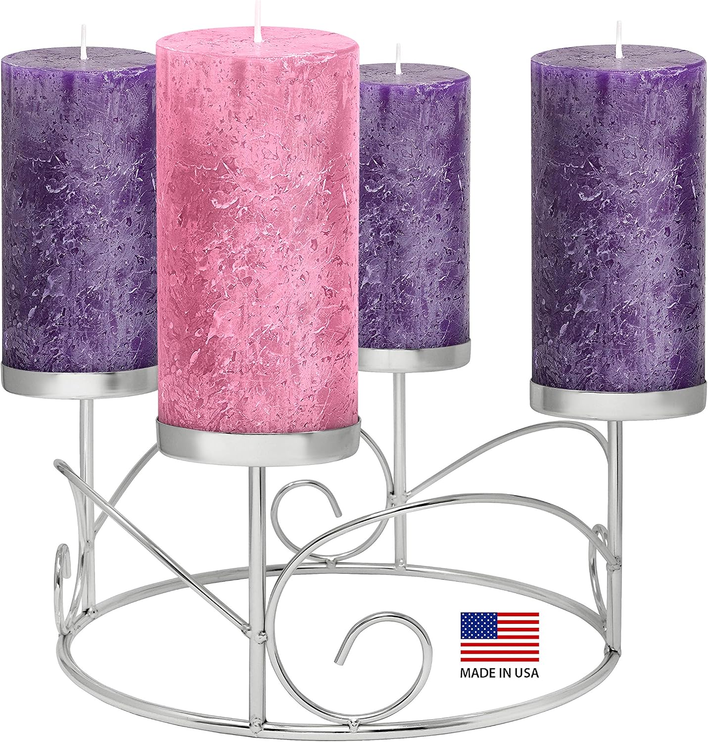 Advent Candle Set of 4 - Rustic Pillar Advent Candles - Made in The USA - Christmas Advent Candles for Advent Rings, Advent Wreaths, Ring and Wreath Candle Holders - Church & Home Decoration Unscented