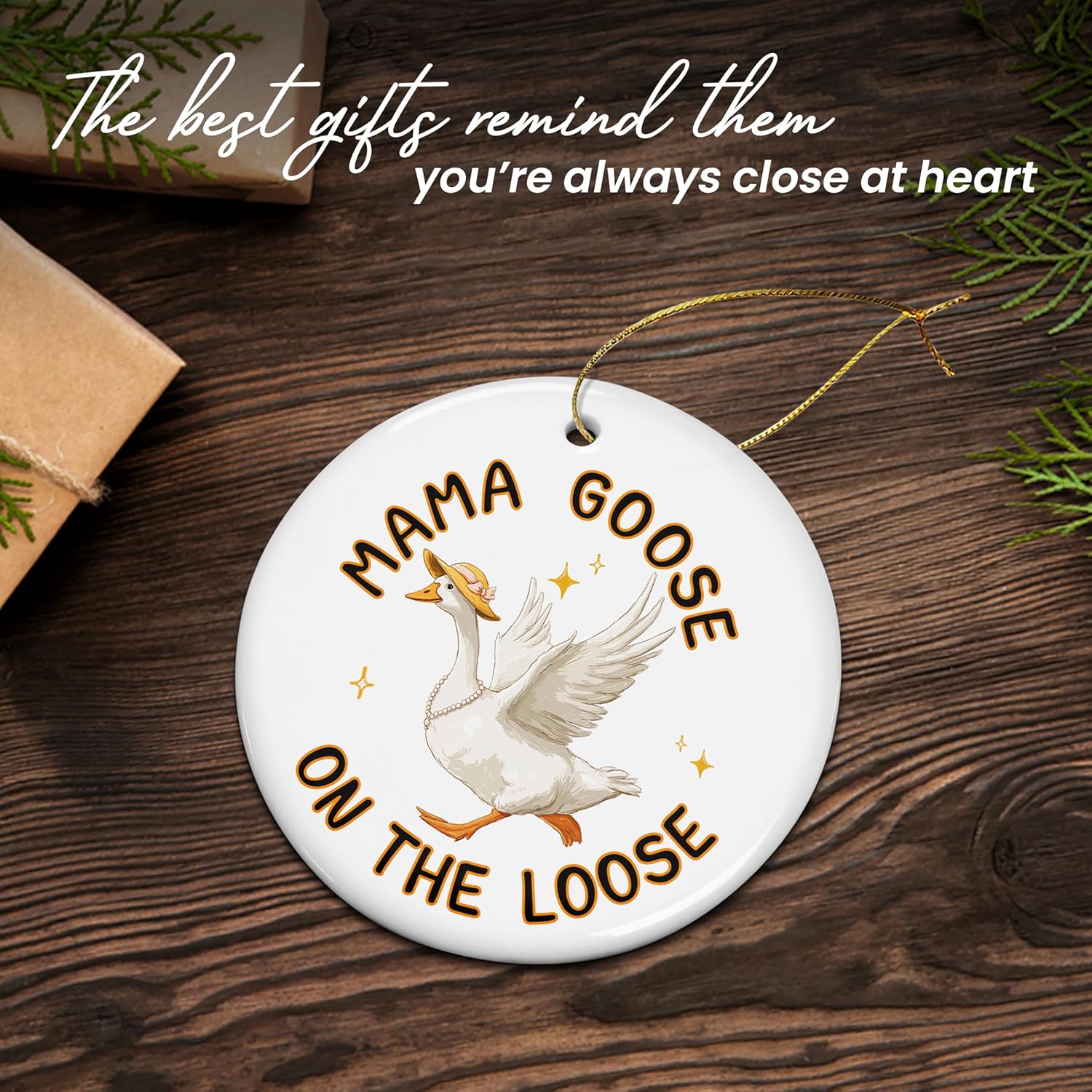 TEEZWONDER Christmas Funny Goose Gifts for Mom from Daughter Son - Ceramic Christmas Ornaments 2025 for Tree Decorations - Mother in Law New Mom Gifts for Xmas Decorations, Stocking Stuffers for Women