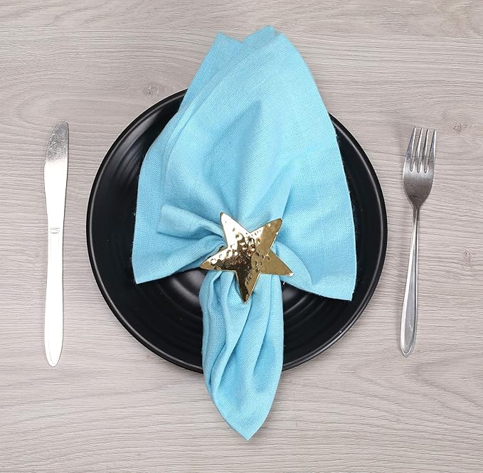 12 Pcs Lightweight Metal Napkin Rings - Gold Star Metal Holders for Elegant Table Decor, Parties, Weddings, Holidays, Everyday Dining - Metallic Adornment for Table Settings - CLEENTABLE