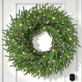 26'' christmas wreath with lights for front door, main product view