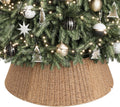 ELYKEN Christmas Tree Collar, 33 Inch Rustic Xmas Tree Basket for Artificial Trees, Paper Rope Woven Tree Skirt Ring, Tree Base Cover with Cord Cut-Out, Farmhouse Pencil Tree Collar for Home Decor