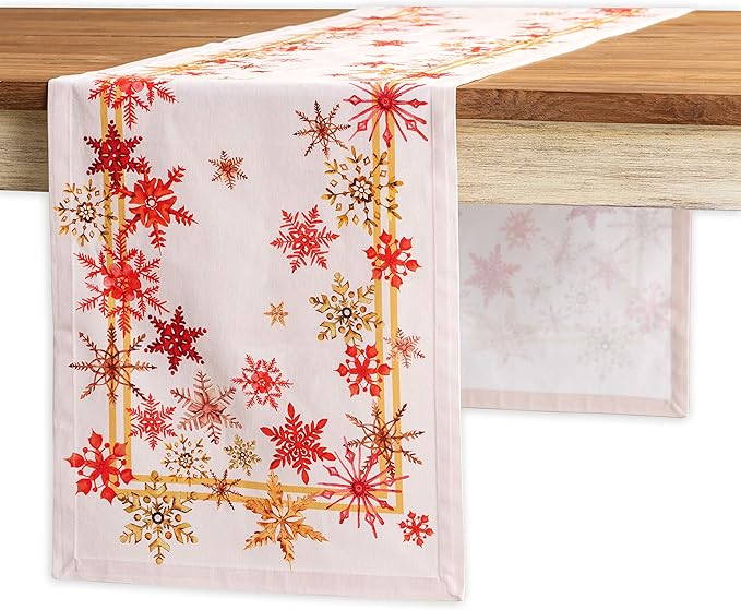 Maison d' Hermine Table Runner 100% Cotton Single Layer Table Runners 36 inches Long for Thanksgiving Christmas Decorations Home Kitchen Dining Party Wedding (Crystal Star, 14.5" x 36")