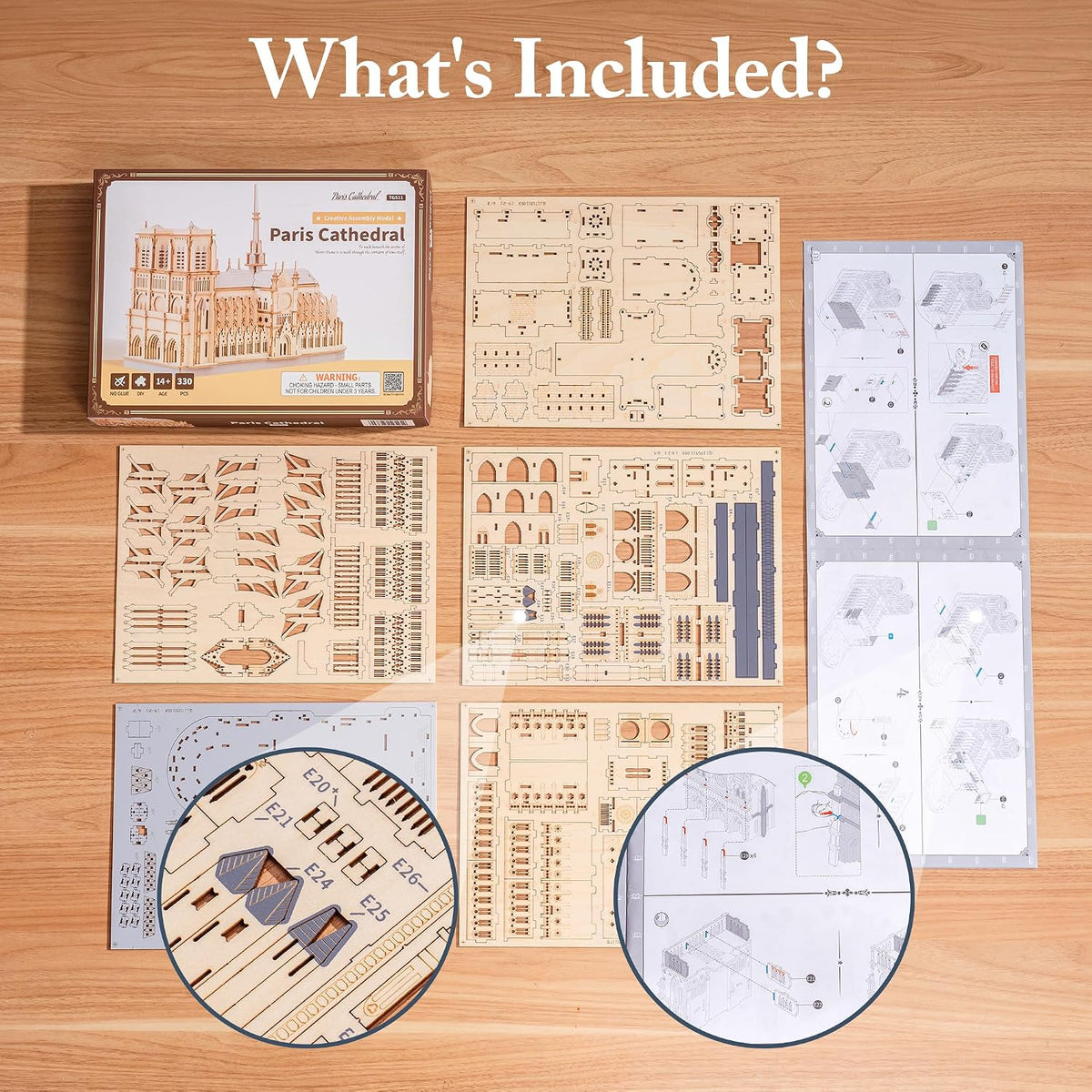 robotime 3d wooden puzzles for adults, scale 1: showing dimensions