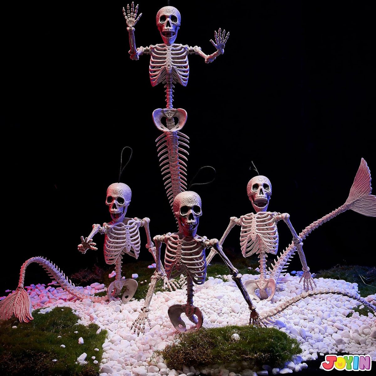 JOYIN 4 PCS 20” Mermaid Skeleton Hanging Plastic Bones Halloween Decorations ...