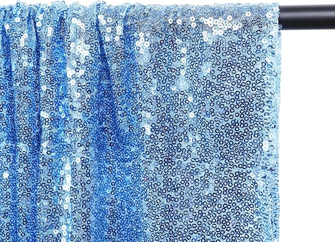 Poise3EHome 6FT x 8FT Sequin Photography Backdrop Curtain for Party Decoration, Baby Blue