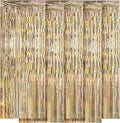5 Pack Champagne Gold Fringe Curtains (3.2ft x 8.2ft) for Birthday, Wedding, Christmas Decoration