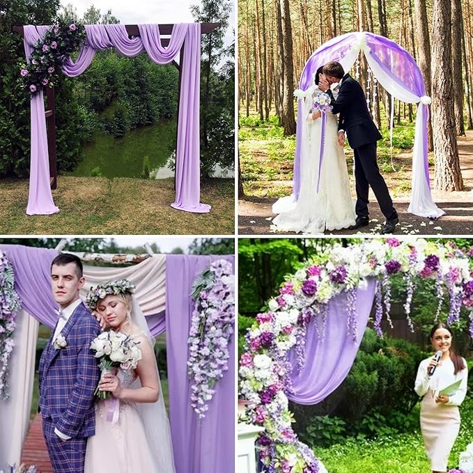 6 Panels Lavender Wedding Arch Drapery 28" x20Ft Wedding Arch Draping Fabric Chiffon Fabric Drape Sheer Backdrop Curtain for Weddings Party Swag Ceremony Birthday Arbor Drapery Reception Ceiling Décor