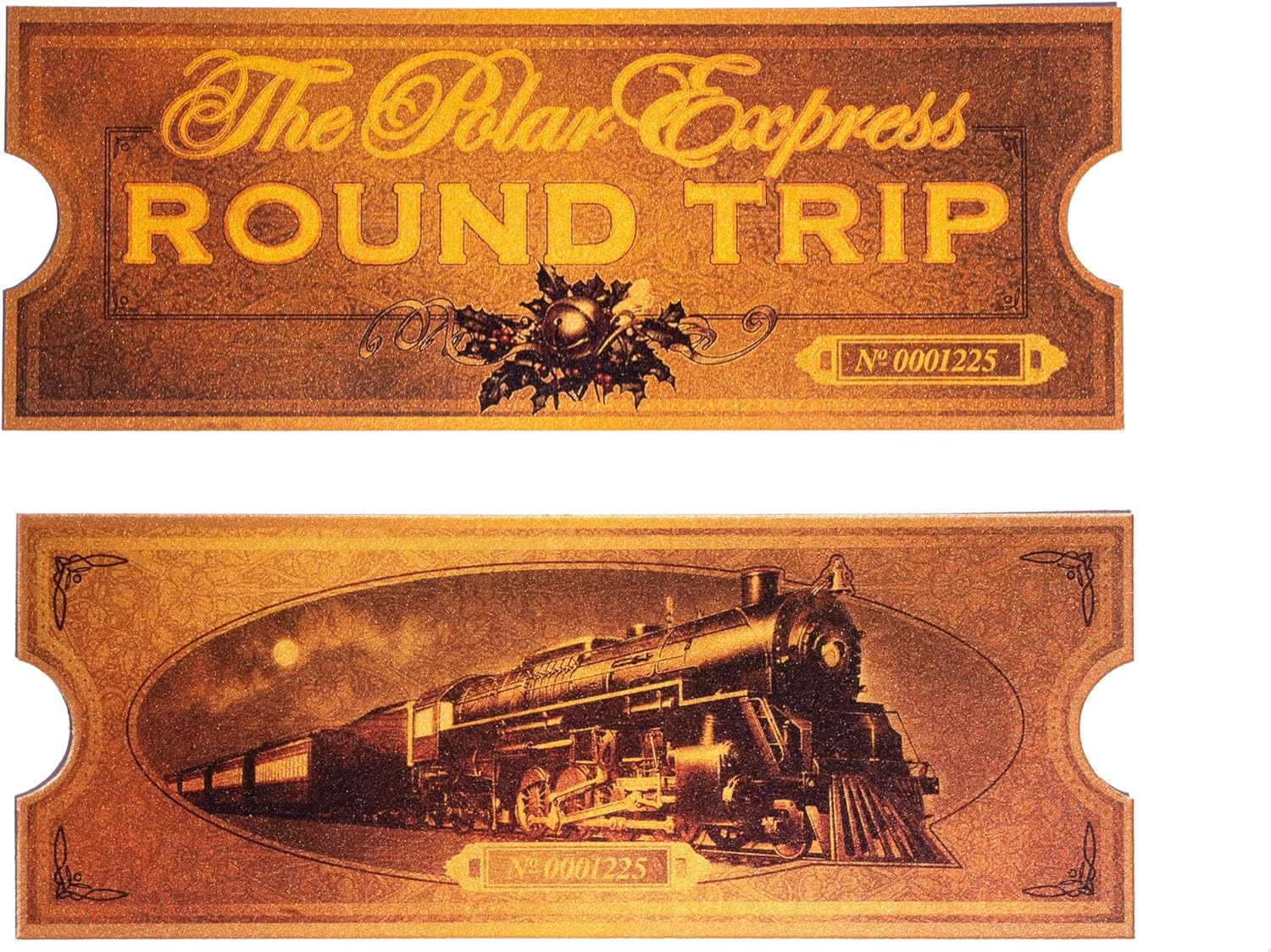 Personalized Round Trip Polar Exp Replica Ticket (2) | 2 Tickets, Customizable name field for each, authentic design, premium gold cardstock