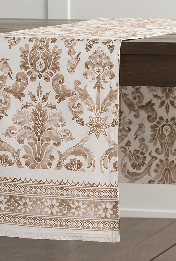 Maison d' Hermine Table Runner 100% Cotton Double Layer Table Runners 108 inches Long for Thanksgiving Christmas Decorations Home Kitchen Dining Party Wedding (Allure, 14.5" x 108")