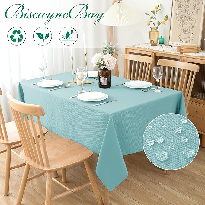 Biscaynebay Tablecloth for Rectangle Tables-70x120 Inch Aqua Blue Outdoor Picnic Table Cover-Rectangular Folding Table Cloths Water Resistant for Kitchen Camping Dining Room Patio Banquet Party