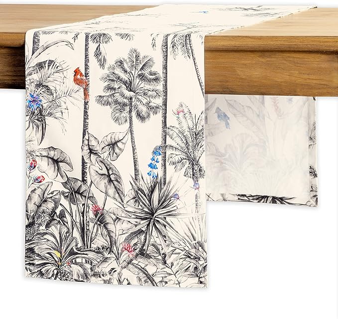 Maison d' Hermine Table Runner 100% Cotton Single Layer Table Runners 36 inches Long for Thanksgiving Christmas Decorations Home Kitchen Dining Party Wedding (Amazonia, 14.5" x 36")