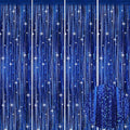 Picoway 4 Pack Foil Fringe Tinsel Backdrop Curtains, Birthday Engagement Bachelorette Party Decorations, Photo Booth Props Door Streamers Curtain (Blue)