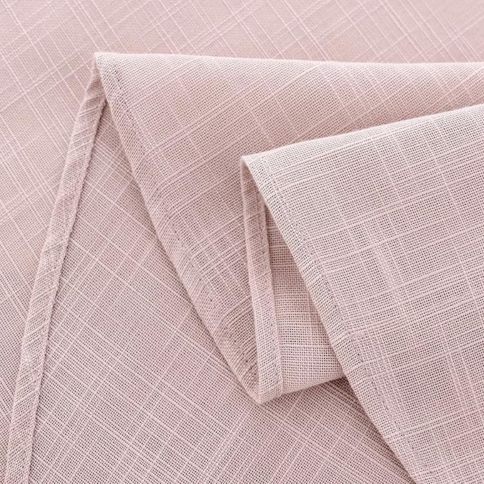 maxmill Lux Faux Linen Tablecloth with Slubby Yarn Textured Weaves Wrinkle Resistant Anti-Shrink Soft Table Cloth for Kitchen Dining Restaurant Tabletop for Event Holiday Dinner Round 70 Inch Blush