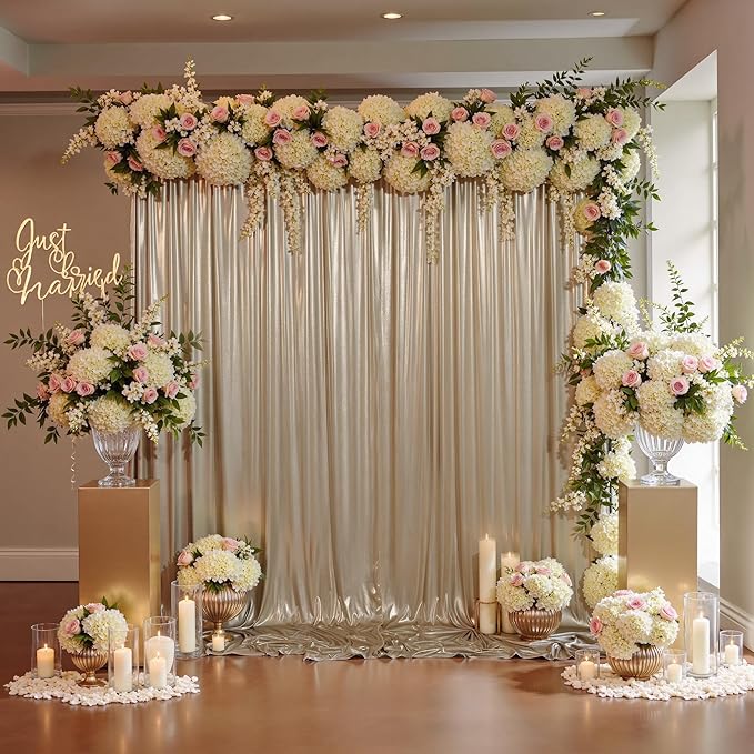 10x10ft Thick Champagne Glitter Backdrop Curtain Panels for Parties, Wrinkle Free Sequin Sparking Photo Backdrop Drapes, 2 Panels 5x10ft Shimmer Back Drop Cloth for Wedding Birthday Photography