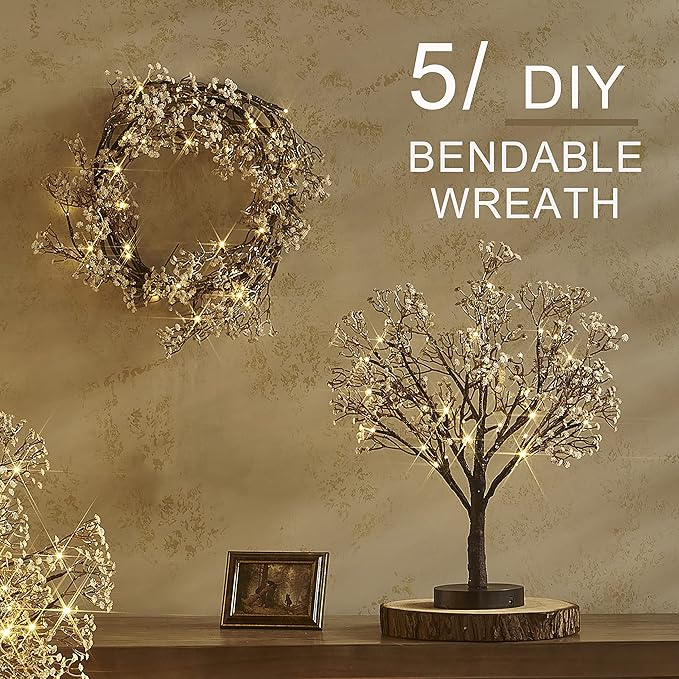 Fudios Lighted Garland Flowers for Mantle with Timer Battery 48 LED 6ft Vine Garlands for Decor with Flowers and Lights for Summer Wedding Party