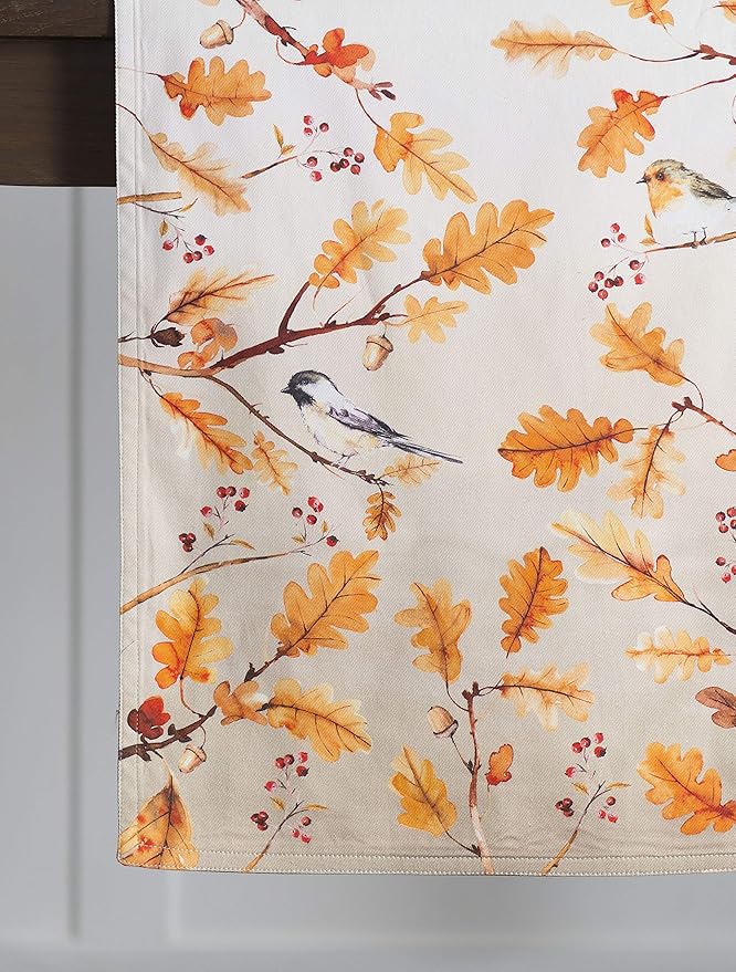 Maison d' Hermine Table Runner 100% Cotton Double Layer Table Runners 72 inches Long for Thanksgiving Christmas Decorations Home Kitchen Dining Party Wedding (Oak Leaves, 14.5" x 72")