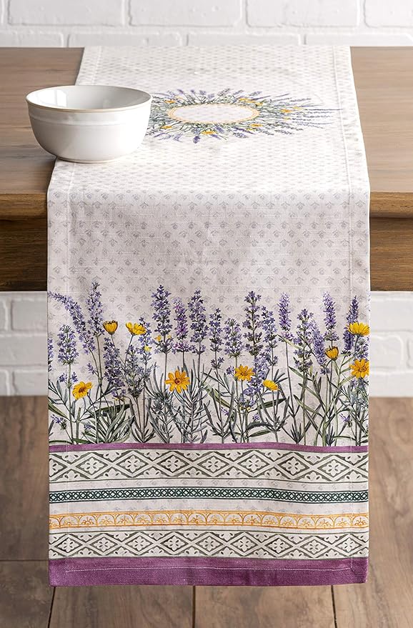 Maison d' Hermine Table Runner 100% Cotton Single Layer Table Runners 72 inches Long Decorative for Home Kitchen Dining Party Wedding Bridal Shower Spring Summer (Fanny Lavender, 14.50" x 72")