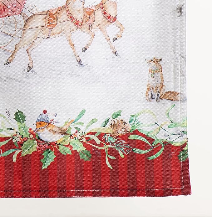 Maison d' Hermine Table Runner 100% Cotton Double Layer Table Runners 108 inches Long for Thanksgiving Christmas Decorations Home Kitchen Dining Party Wedding (Christmas Tradition, 14.5" x 108")
