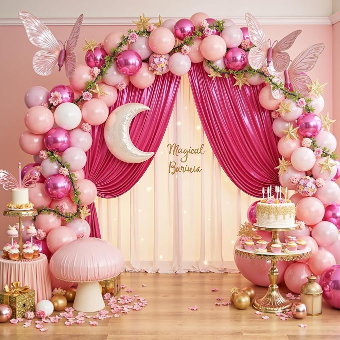 20x10ft Thick Hot Pink Glitter Backdrop Curtain Panels for Parties, Wrinkle Free Sequin Sparking Photo Backdrop Drapes, 4 Panels 5x10ft Shimmer Back Drop Cloth for Wedding Birthday Photography