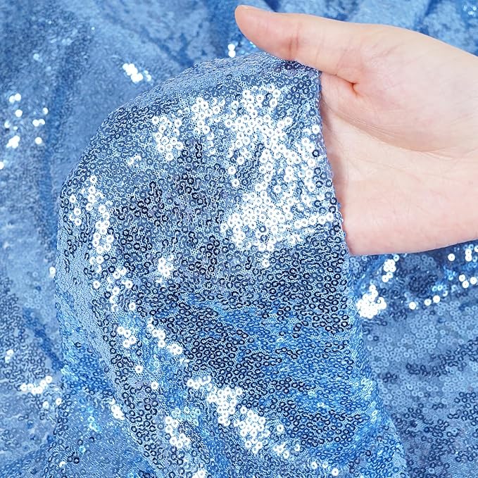 Poise3EHome 6FT x 8FT Sequin Photography Backdrop Curtain for Party Decoration, Baby Blue